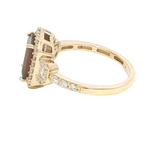 Bold & Elegant 14K Yellow Gold Emerald Cut 2.50 Carats Garnet & 0.50 Carats Diamond Ring
