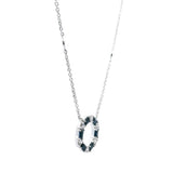 Vibrant Colored Stone Necklaces 14K Gold White 0.65 Carats Blue Sapphire & 0.45 Carats Diamond Circle Necklace, 18 Inch