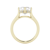 Elegant Diamond Mountings 14K Yellow Gold Emerald Cut Cubic Zirconium & 0.10 Carats Diamond Engagement Ring