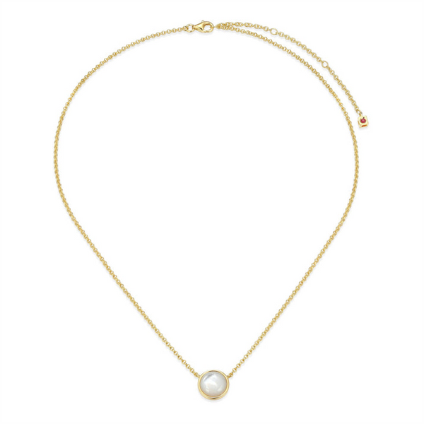DOORBUSTER: Yellow Gold Plated Sterling Silver 10 MM Mother Of Pearl Necklace - 20 Inch