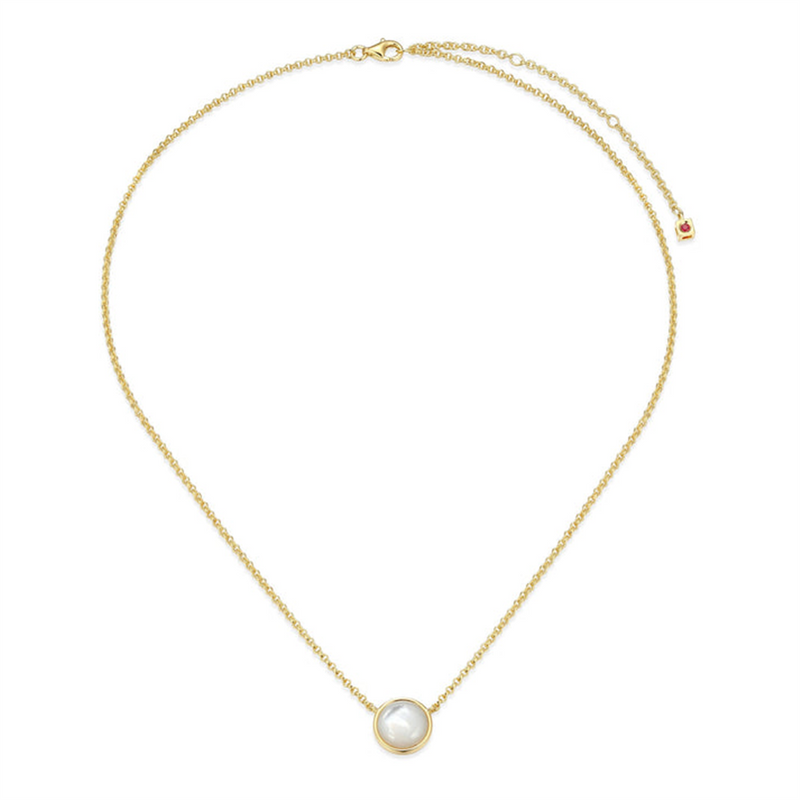 DOORBUSTER: Yellow Gold Plated Sterling Silver 10 MM Mother Of Pearl Necklace - 20 Inch