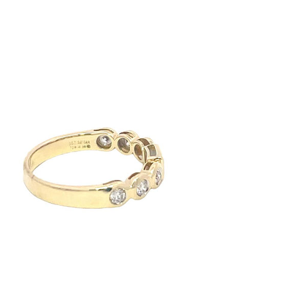 14K Gold Yellow 0.118 Carats Baguette Diamond & 0.27 Carats Round Diamond Stackable Fashion Band