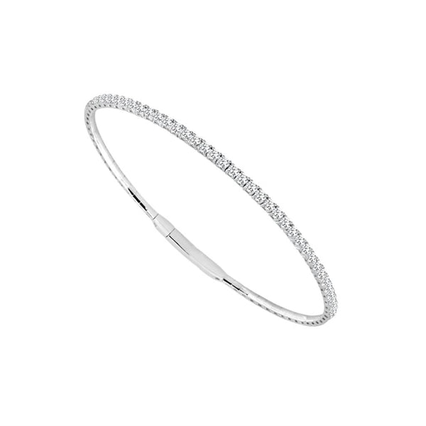 Sophisticated & Timeless Diamond Bracelets 14K Gold White & Titanium Flex Bangle Bracelet - 0.98 CTW, Size 6 Inch