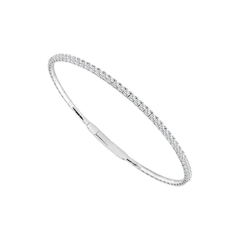 Sophisticated & Timeless Diamond Bracelets 14K Gold White & Titanium Flex Bangle Bracelet - 0.98 CTW, Size 6 Inch