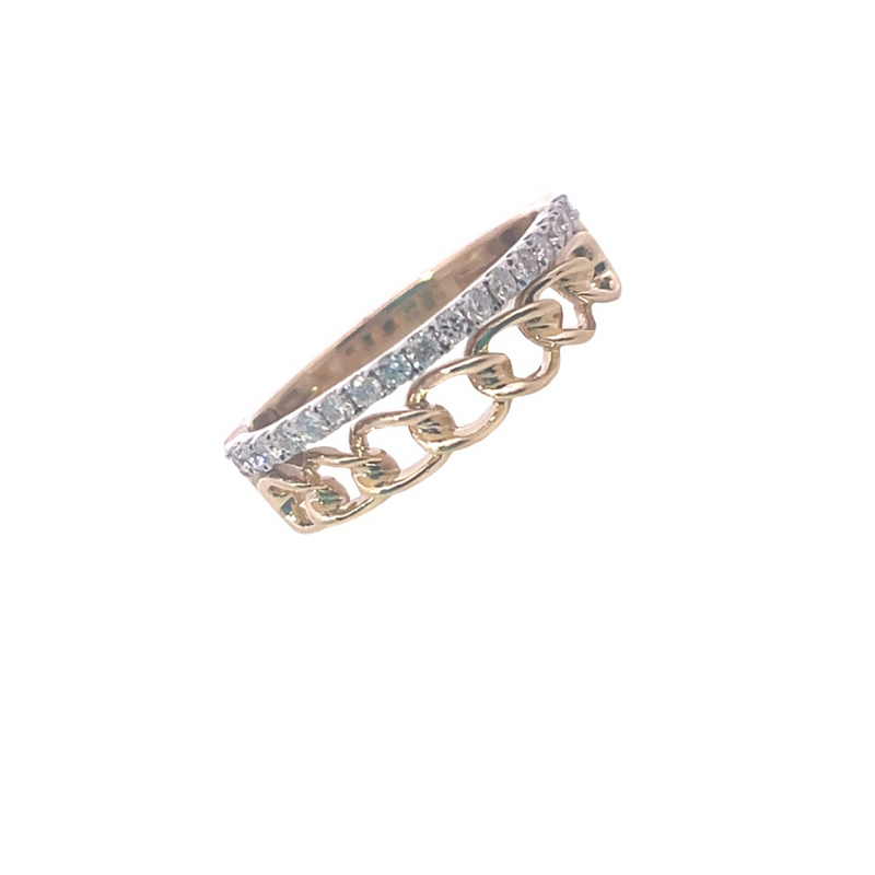 Two-Toned 14 Karat Gold 0.27 Carats Diamond Fashion Link Band
