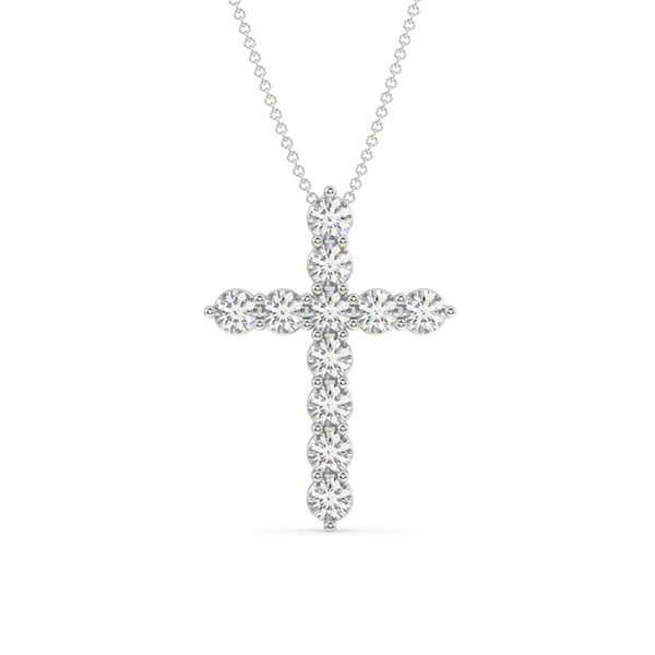 Sterling Silver 0.50 Carats Lab Grown Diamond Cross Necklace - 16 Inch
