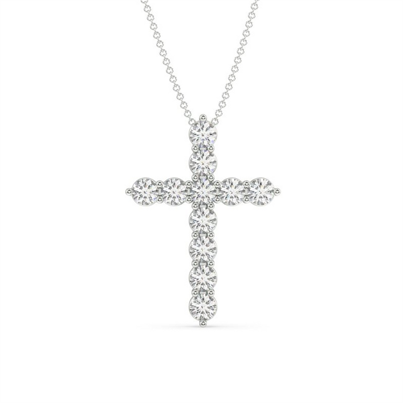 Sterling Silver 1.0 Carat Lab Grown Diamond Cross Necklace - 16 Inch