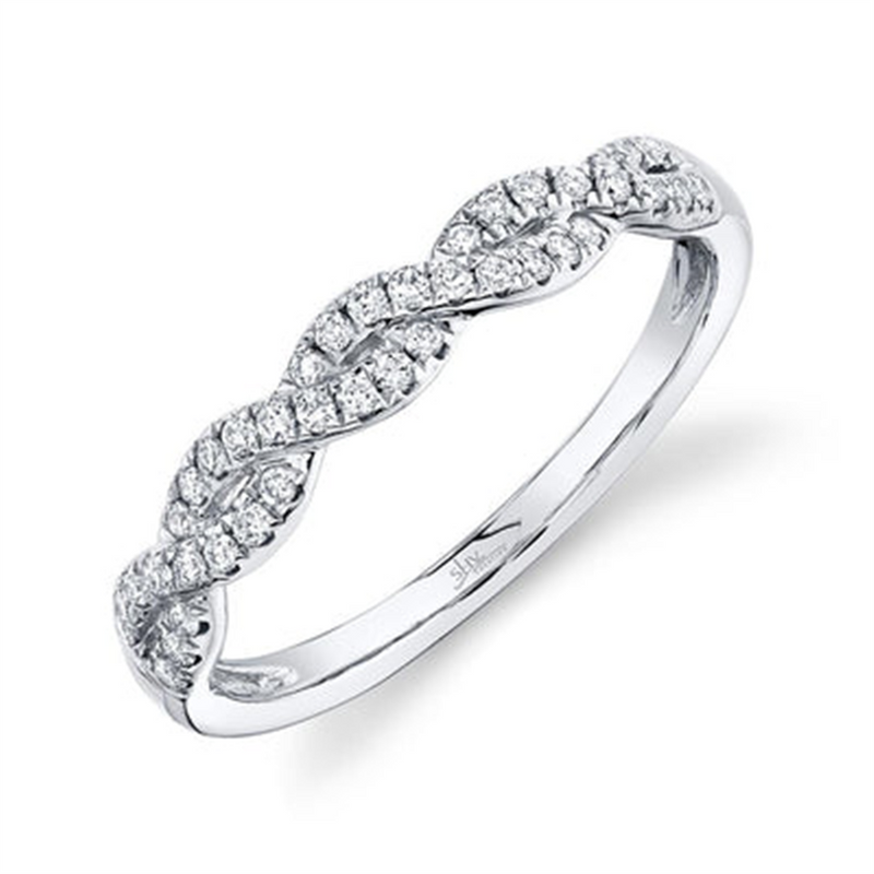 Elegant Diamond Bands 14K White Gold Stackable 0.22 Carats Diamond Stackable Band