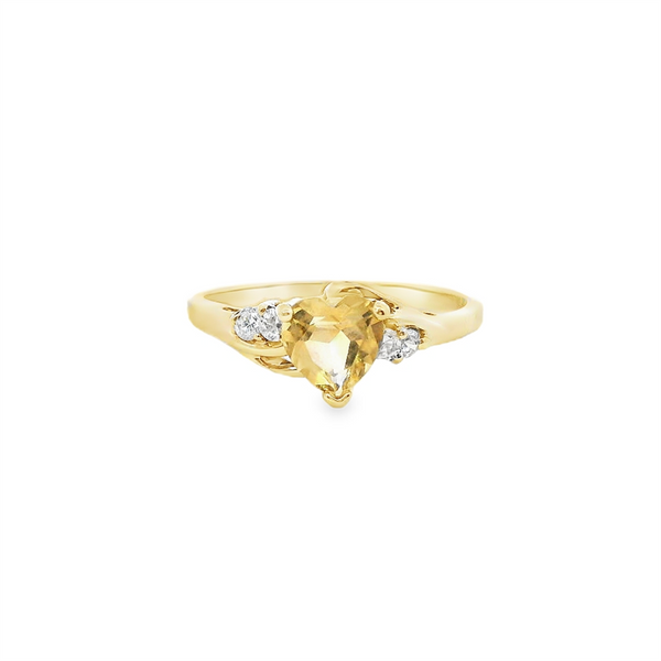 Estate Collection Bold & Elegant 10K Gold Synthetic Yellow Heart Accented Color Stone Fashion Ring