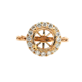 Elegant Diamond Mountings 18K Rosé Gold 1.50 Carats Round Halo Semi Mount Ring - 0.46 Carats Diamond Total Weight