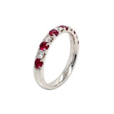 Bold & Elegant 18K White Gold 0.54 Carats Ruby & 0.40 Carats Diamond Stackable Color Stone Fashion Ring