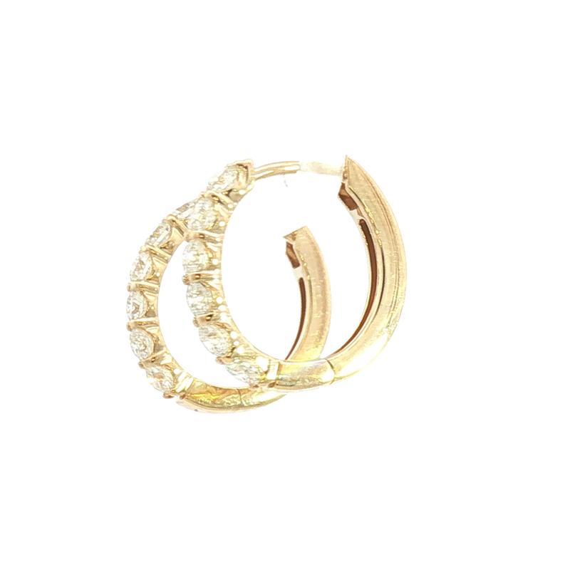 Classic & Contemporary 14K Yellow Gold 0.98 Carat Diamond Medium Hoop Earrings