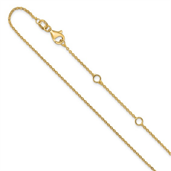 Elegant & Durable Designs 10K Gold Yellow 1.1mm Cable Link Chain, 18 Inch Adjustable
