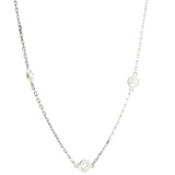 Elegant Diamond Necklaces 14K Gold White 2.0 Carats Diamond Station Necklace - 18 Inch