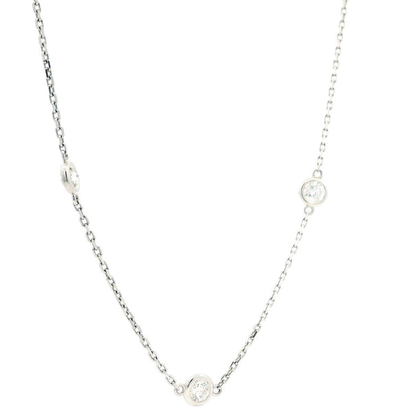 Elegant Diamond Necklaces 14K Gold White 2.0 Carats Diamond Station Necklace - 18 Inch
