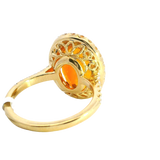 Elegant & Trendy 18K Yellow Gold 3.78 Carats Orange Fire Opal & 0.69 Carats Diamond Halo Ring