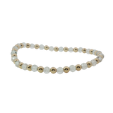 Elegant & Eye Catching 4.0 MM White Topaz & Yellow Gold Filled Bead Bracelet - 7 Inch