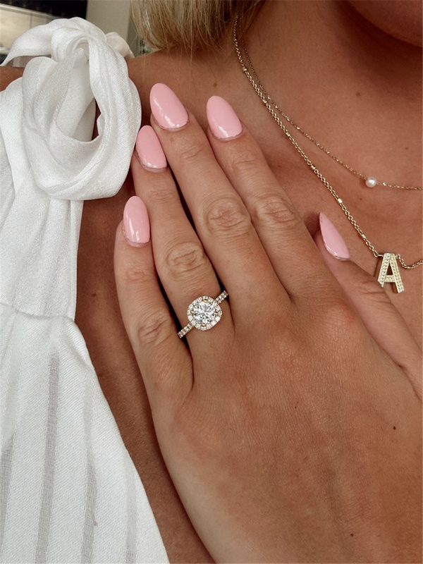 Yellow 18 Karat Gold .47 Carats Diamond Halo Engagement Ring