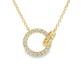 Elegant Diamond Necklaces 18K Yellow Gold 0.29 Carats Diamond Open Circle & Bar Necklace - 18 Inch