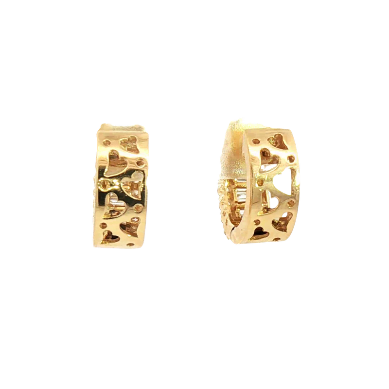 Classic & Contemporary 18K White Gold 1.58  Carats Baguette & Round Diamond Huggie Earrings