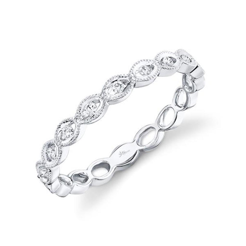 Elegant Diamond Bands 14K White Gold Stackable 0.09 Carats Diamond Stackable Band