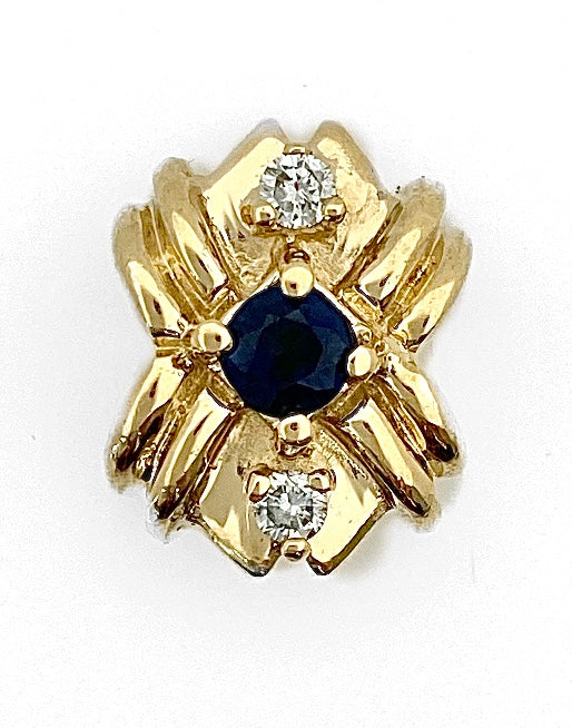 Yellow 14 Karat Gold Sapphire & 0.08 Carats Diamond Jewlery Accessory