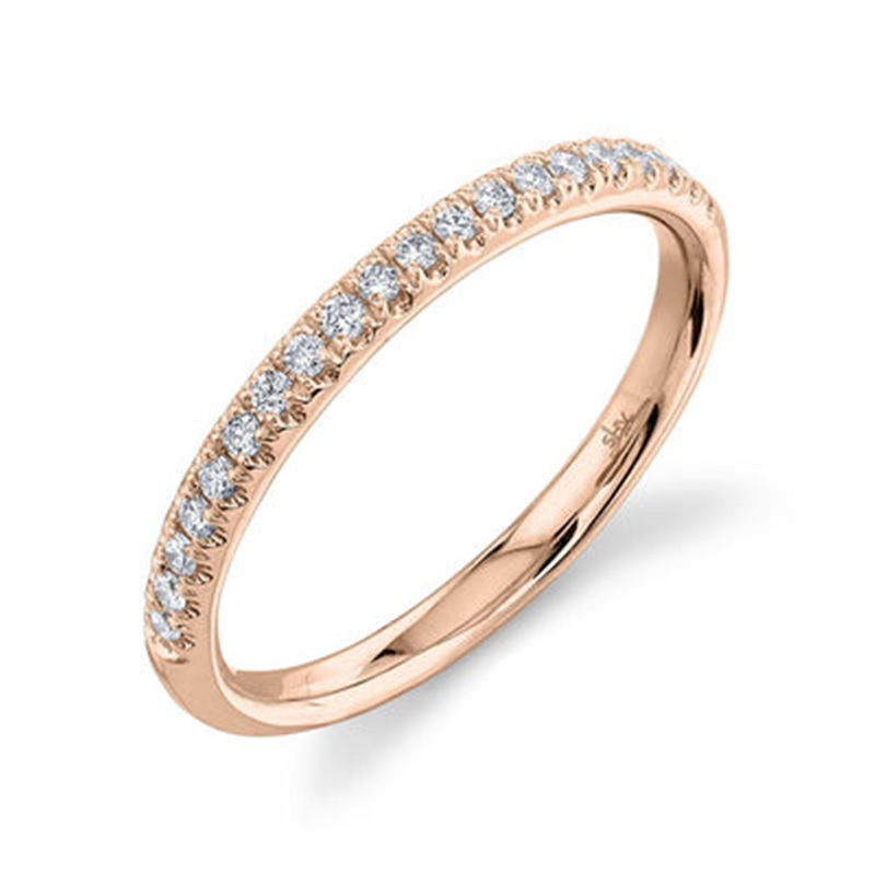 Elegant Diamond Bands 14K Rosé Gold 0.18 Carats Diamond Stackable Band