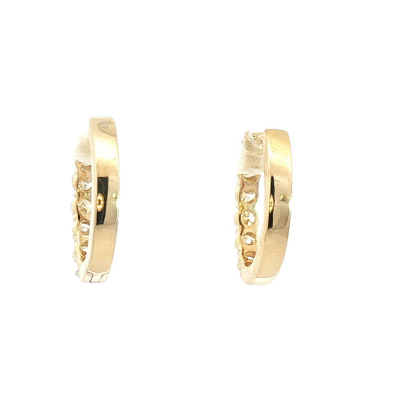 Classic & Contemporary 14K Yellow Gold 0.98 Carat Diamond Medium Hoop Earrings