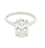 14K White Gold Oval Cut 3.0 Carats Lab Grown Diamond Knife Edge Solitaire Ring