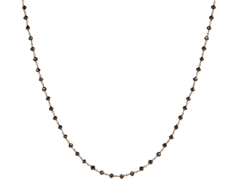 Yellow 14 Karat Gold 6.0  Carats Black Diamond Rorary Necklace