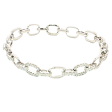 Sophisticated & Timeless Diamond Bracelets 18K White Gold 2.35 Carats Diamond Oval Link Bracelet - 7 Inch