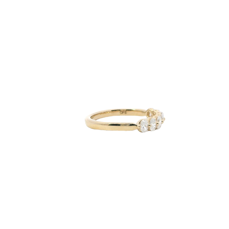 14K Yellow Gold Diamond Anniversary Ring, 0.60ctw, 7 Oval Diamonds