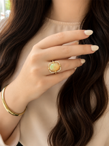 Bold & Elegant 18K Gold Yellow Halo Opal Fashion Rings - Opal 4.05 Carats & Diamond 0.22 Carats