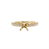 14K Gold Yellow Diamond Accented Round Engagement Ring - 1/4 CTW Diamond