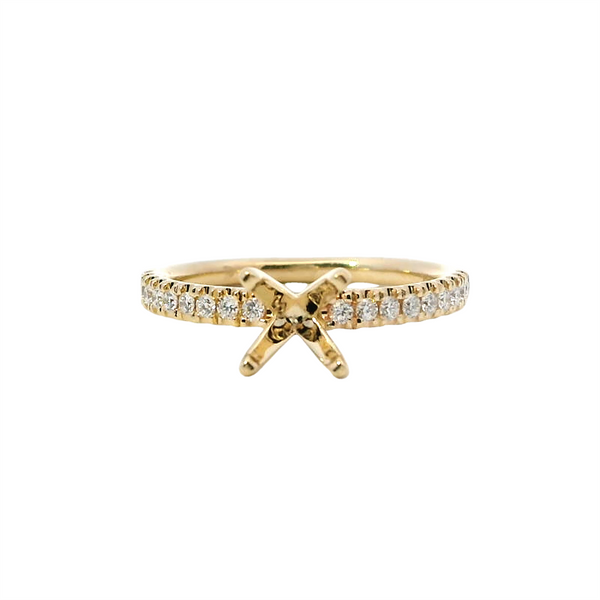14K Gold Yellow Diamond Accented Round Engagement Ring - 1/4 CTW Diamond