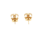 Classic & Contemporary 14K Yellow Chanel Inspired Gold 0.20 Carats Diamond Stud Earrings