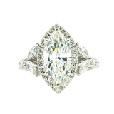 14K Gold White Halo Lab Grown Marquise Diamond Engagement Ring - Lab-Grown 3.04 CTW Diamond