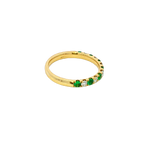 Bold & Elegant 18K Yellow Gold 0.40 Carats Emerald & 0.28 Carats Diamond Stackable Band