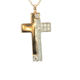 Elegant Diamond Necklaces 14K Yellow & White Gold Two-Toned 0.22 Carats Diamond Cross Necklace - 18 Inch