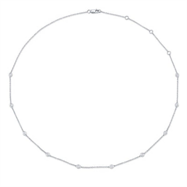Elegant Diamond Necklaces 14K White Gold 0.28 Carats Diamond Station Necklace - 18 Inch