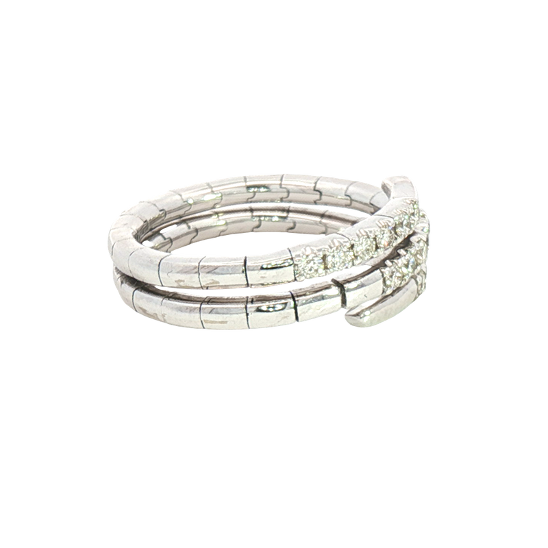 Elegant & Trendy 14K White Gold 0.40 Carats Diamond Flexible Bypass Ring