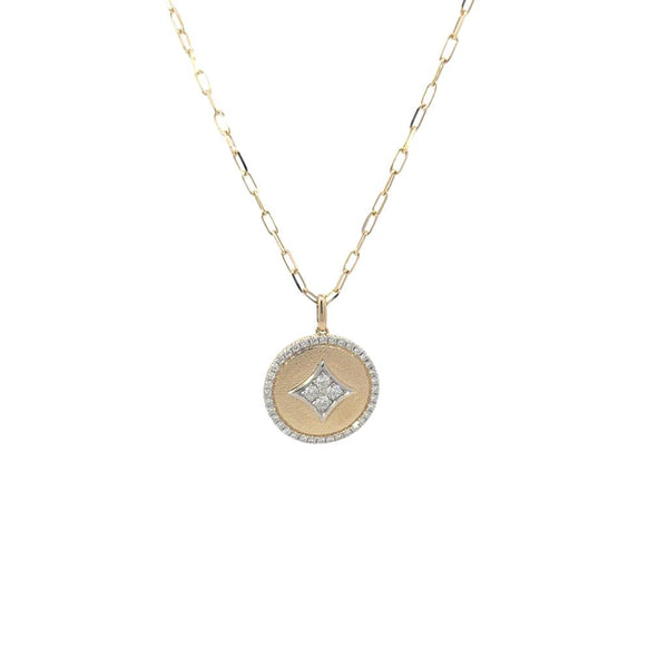 Elegant Diamond Necklaces & Pendants 14K Gold 0.54 Carats Diamond Medallion Pendant Necklace - 18 Inch