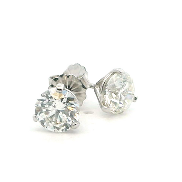 Classic & Contemporary 14K White Gold Martini Set Natural 2.0 Carats Diamond Stud Earrings
