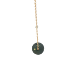 Elegant Pearl Necklaces & Pendants 14K Yellow Gold &  8 - 9 MM Tahitian Cultured Black Pearl & 0.01 Carats Diamond Necklce - 18 Inch