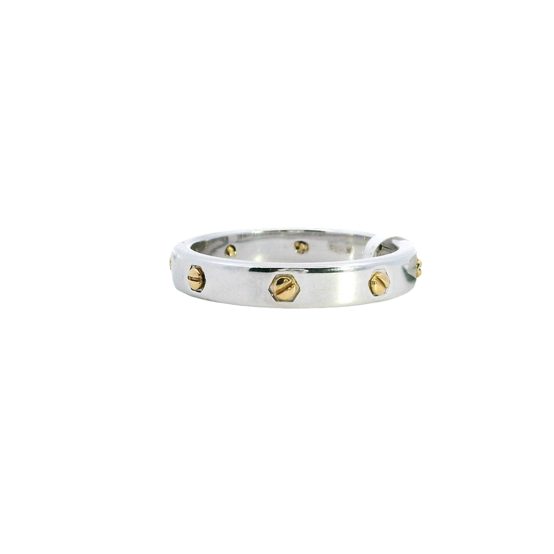 White and Yellow 18K Gold Cartier Inspired Wedding Band
