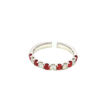 Bold & Elegant 18K White Gold 0.54 Carats Ruby & 0.40 Carats Diamond Stackable Color Stone Fashion Ring