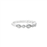 Elegant Diamond Bands 14K Gold White Stackable 1/4 Carats Diamond Anniversary Band With Milgrain Accents