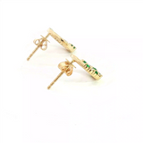 Vibrant Color Stone 18K Gold Yellow 0.26 Carats Emeralds & 0.19 Carats Diamonds Small Hoop Earrings