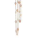 Vibrant 18K Gold Rosé 1.13 Carats Morganite & 0.20 Carats Diamond Station Necklace, 18 Inch