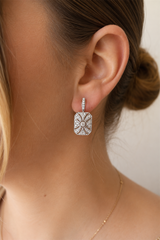 Classic & Contemporary 18K White Gold Vintage Inspired  0.80 Carats Diamond Dangle Earrings